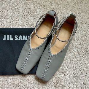 Jil Sander Topstitch Bracelet Ballerina Flats 37